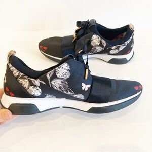 Ted Baker Floral Sneakers Butterfly Bows Black Lyara Trainer Women's 8